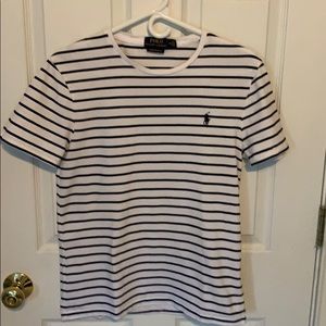 Polo White/Dark Navy Striped Slim Fit T-Shirt